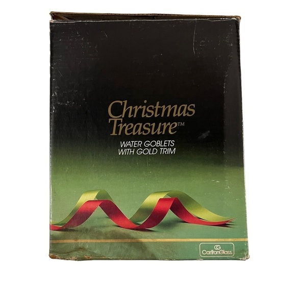 Carlton Glass Christmas Treasure Water Goblets Wine Glass US Made Christmas Tree - Picture 3 of 8